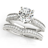 Silver Single Row Engagement Ring Prong Set