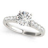 Silver Single Row Engagement Ring Prong Set