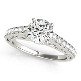 Silver Single Row Engagement Ring Prong Set