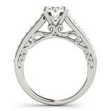 Silver Single Row Engagement Ring Prong Set