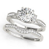 Silver Single Row Engagement Ring Prong Set