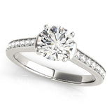 Silver Single Row Engagement Ring Prong Set