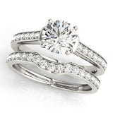 Silver Single Row Engagement Ring Prong Set