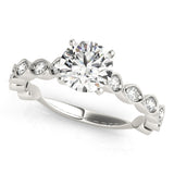 Silver Single Row Engagement Ring Prong Set