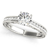 Silver Single Row Engagement Ring Channel Set