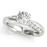 Silver Single Row Engagement Ring Channel Set