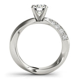 Silver Single Row Engagement Ring Channel Set