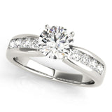 Silver Single Row Engagement Ring Channel Set