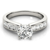 Silver Single Row Engagement Ring Channel Set