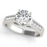 Silver Single Row Engagement Ring Channel Set