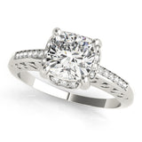 Silver Single Row Engagement Ring Prong Set