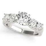 Silver Single Row Engagement Ring Prong Set