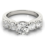 Silver Single Row Engagement Ring Prong Set