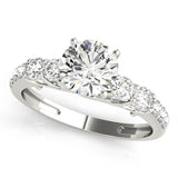 Silver Single Row Engagement Ring Prong Set