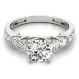 Silver Single Row Engagement Ring Prong Set