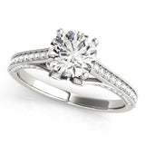 Silver Single Row Engagement Ring Prong Set