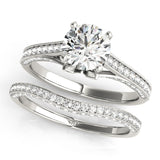 Silver Single Row Engagement Ring Prong Set