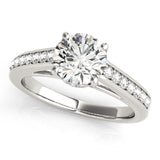 Silver Single Row Engagement Ring Prong Set