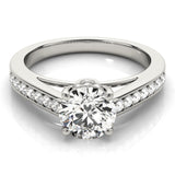 Silver Single Row Engagement Ring Prong Set