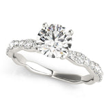 Silver Single Row Engagement Ring Prong Set