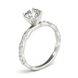 Silver Single Row Engagement Ring Prong Set