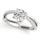 Silver Single Row Engagement Ring Prong Set