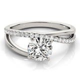 Silver Single Row Engagement Ring Prong Set