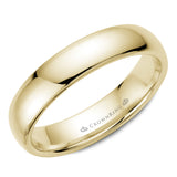 A CrownRing traditional wedding band in yellow gold.