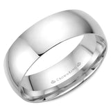 A CrownRing traditional wedding band in white gold.