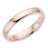 A CrownRing traditional wedding band in rose gold.