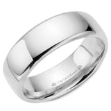 A CrownRing traditional wedding band in white gold.