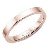 A CrownRing traditional wedding band in rose gold.