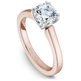 A Noam Carver rose and white gold engagement ring with a round centerpiece.