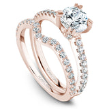 A Noam Carver rose gold engagement ring with 44 diamonds.