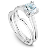 A Noam Carver white gold engagement ring with a round centerpiece 26 diamonds.