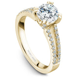 A Noam Carver yellow gold engagement ring with 62 diamonds.