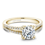 A Noam Carver yellow gold engagement ring with 62 diamonds.