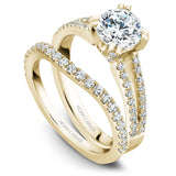 A Noam Carver yellow gold engagement ring with 62 diamonds.