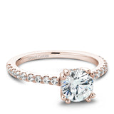 A Noam Carver rose gold engagement ring with 26 diamonds.