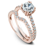 A Noam Carver rose gold engagement ring with 26 diamonds.