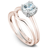 A Noam Carver rose and white gold engagement ring with a round centerpiece and 8 diamonds.