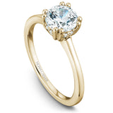 A Noam Carver yellow gold engagement ring with a round centerpiece and 8 diamonds.