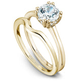 A Noam Carver yellow gold engagement ring with a round centerpiece and 8 diamonds.
