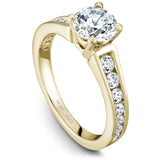A Noam Carver yellow gold engagement ring with 14 diamonds.