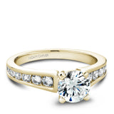 A Noam Carver yellow gold engagement ring with 14 diamonds.