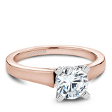 A Noam Carver rose and white gold engagement ring with a round centerpiece.