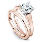 A Noam Carver rose and white gold engagement ring with a round centerpiece.