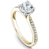 A Noam Carver yellow and white gold engagement ring with 22 diamonds.