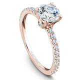 A Noam Carver rose gold engagement ring with 22 diamonds.