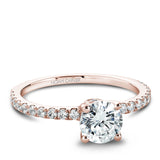 A Noam Carver rose gold engagement ring with 22 diamonds.